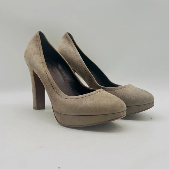 J Crew Shoes Womens 8 Brown Tan Suede Platform Pumps Heels Italy Coddington - Picture 1 of 12